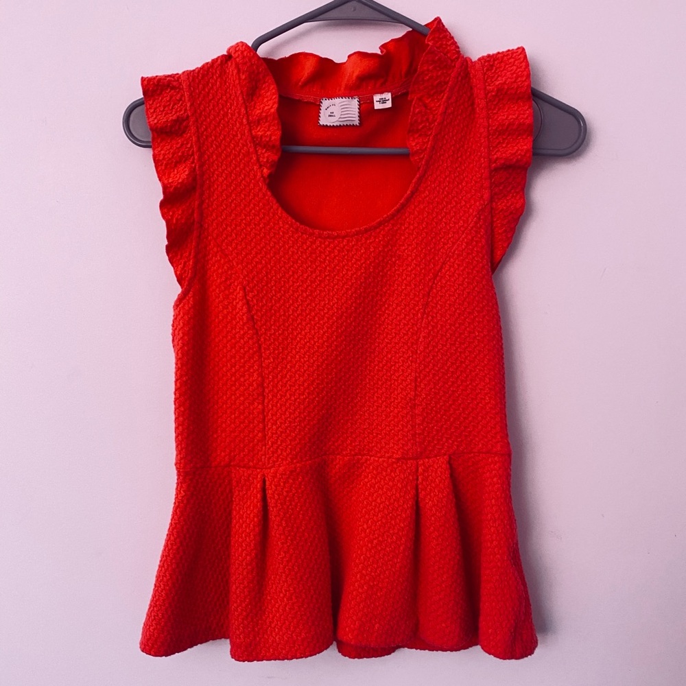 Anthropologie Coral Ruffled Top Size S